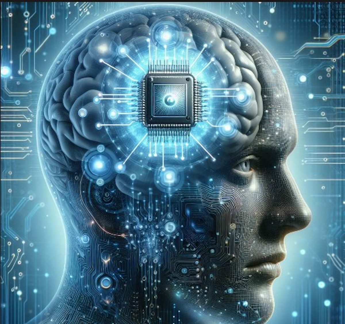 La imagen que muestra la implantación de un chip cerebral en un humano